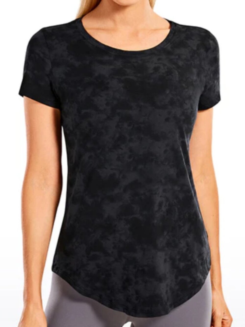 CRZ Yoga Pima Cotton Short Sleeve XL - 1XL Tie Dye Smoke Ink Workout Top T-shirt